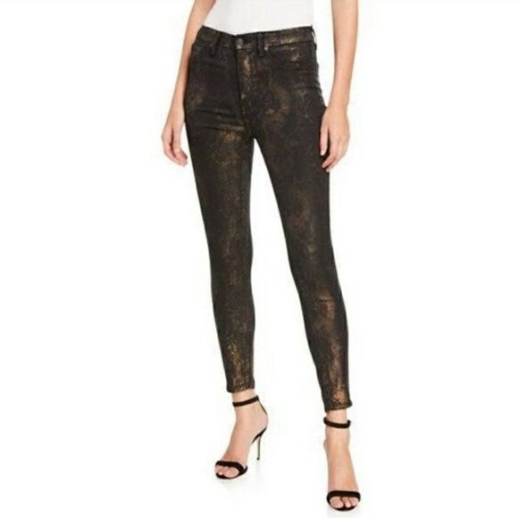 NWOT 7 For All Mankind with Python Bronze High Rise Ankle Skinny Jeans Size 25 - Picture 1 of 10